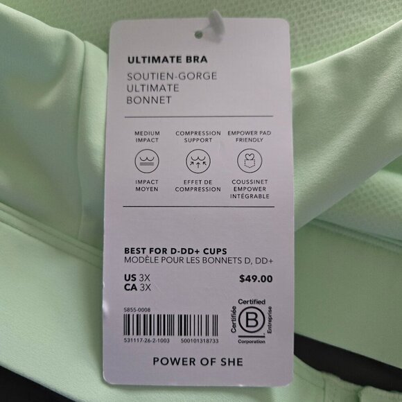 NWT Athleta Ultimate Bra D-DD+ - 3X Mint Green - Picture 6 of 6